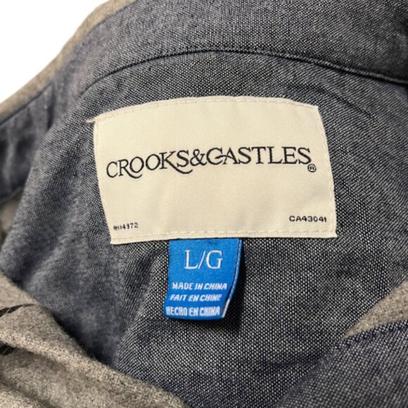 Crooks and Castle Grey Striped Button Up Mens Large - Picture 6 of 6